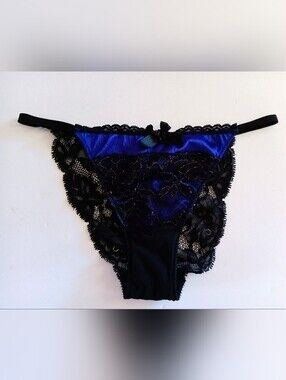 Rare VTG Victorias Secret Very Sexy Low Rise Cheekini Panty Blue Black  Size M